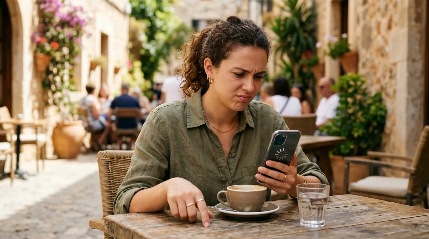 Visiteur qui attend le chargement d'un site lent sur son smartphone